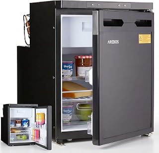 Arebos Wohnmobil Kompressor Kühlschrank 50L mit Gefrierfach | APP-Steuerung | 12V/24V | bis -20°C | Wechselbarer Türanschlag | Camping Kühlschrank für Wohnmobil, Camper, Auto & LKW