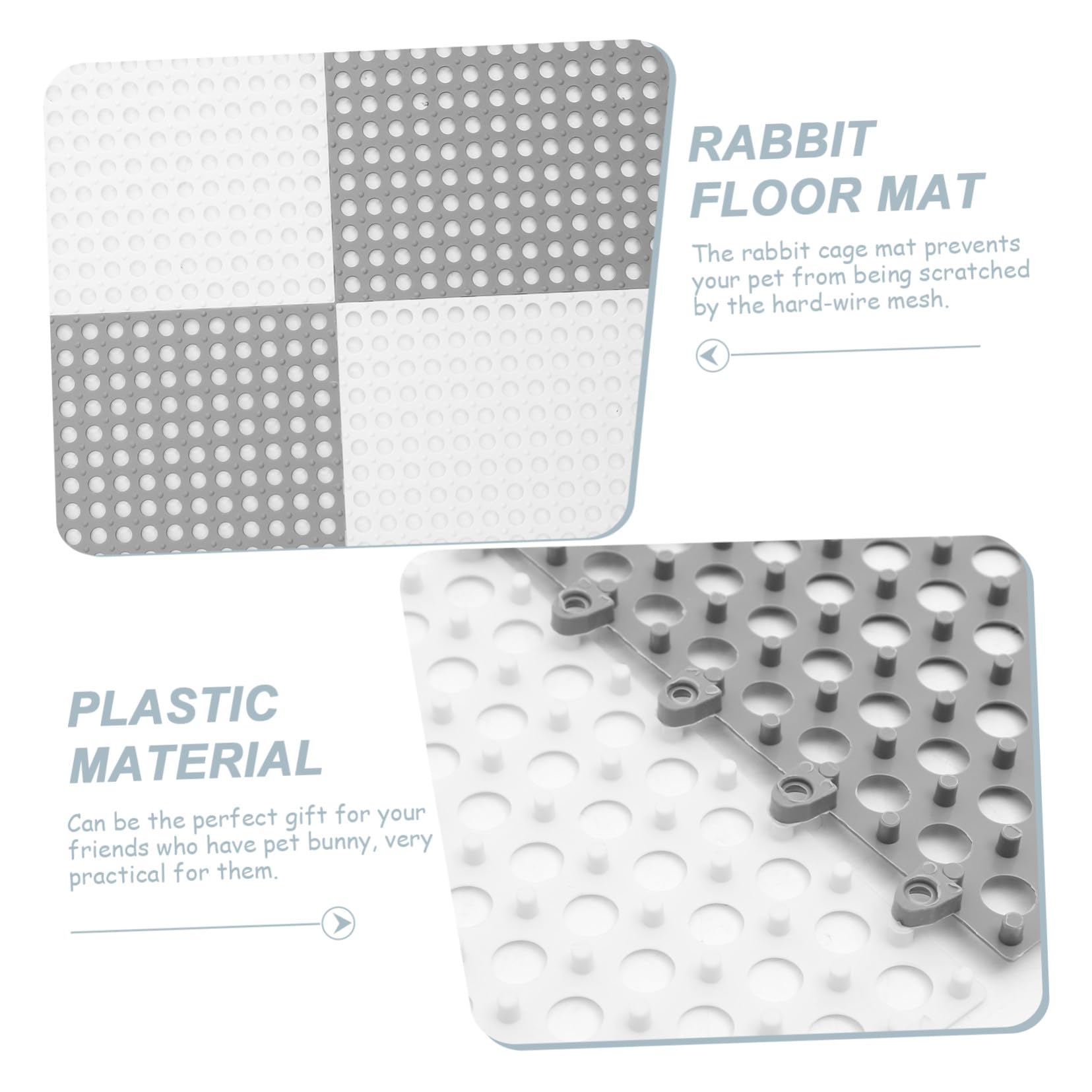 Tapis de Lapin pour Cage, 4 Pièces, Plastique, Installation Facile