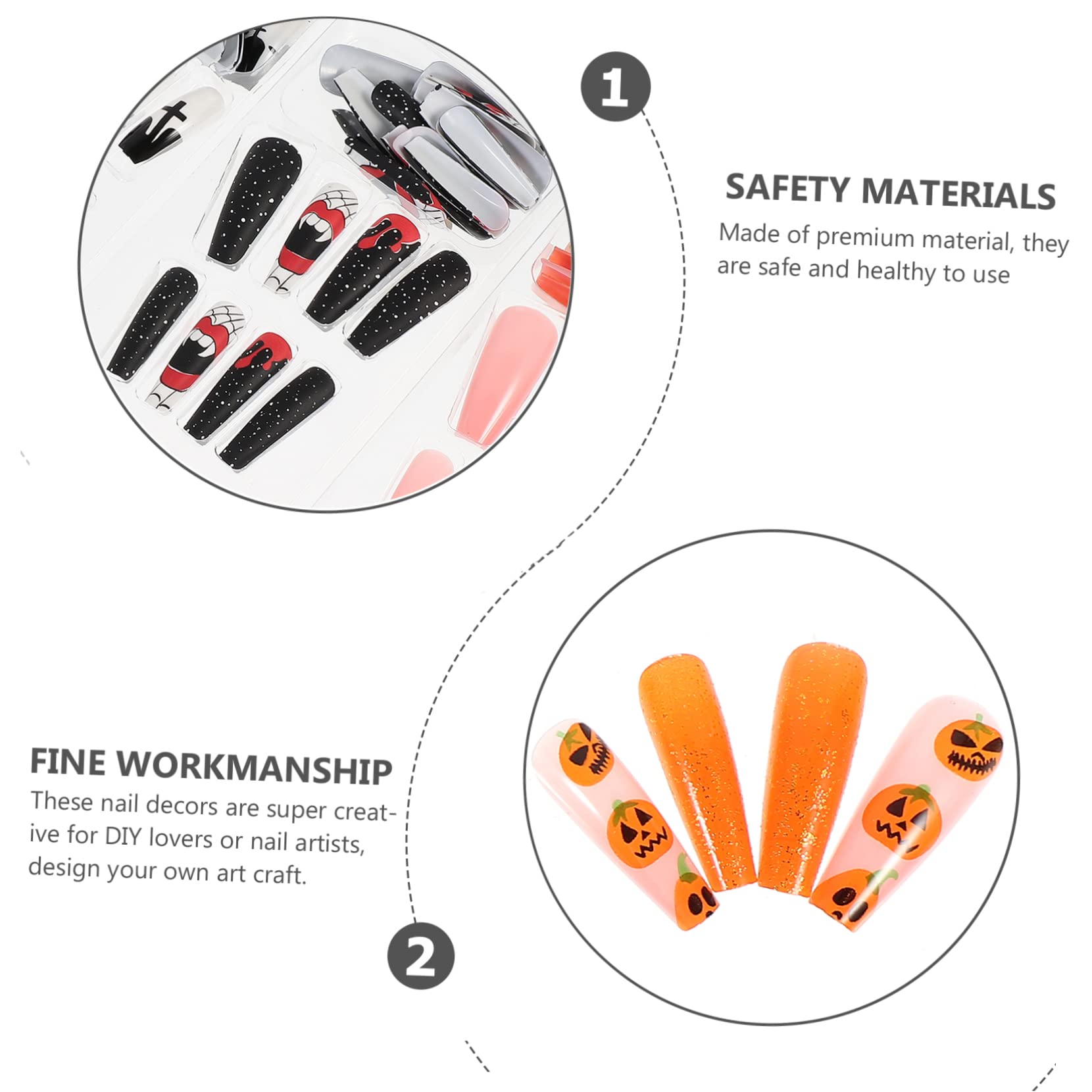 ABOOFAN 216pezzi Unghie Finte Halloween Per Donne e Ragazze Design Completo Facili Da Modellare e Adatte Per Feste e Decorazioni Unghie Fashion e Chic Per Look Incantevole