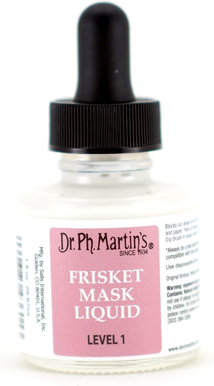 Dr. Ph. Martin's Frisket Mask Liquid (Level 1) Masking Fluid, 1.0 oz, Clear, 1 Bottle