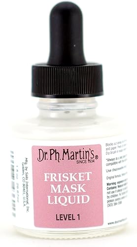 Dr. Ph. Martin's FRSK10OZLVL1 Martin's Frisket Mask Liquid (Nivel 1) Líquido de enmascaramiento, 1.0 onzas, transparente, 1 botella