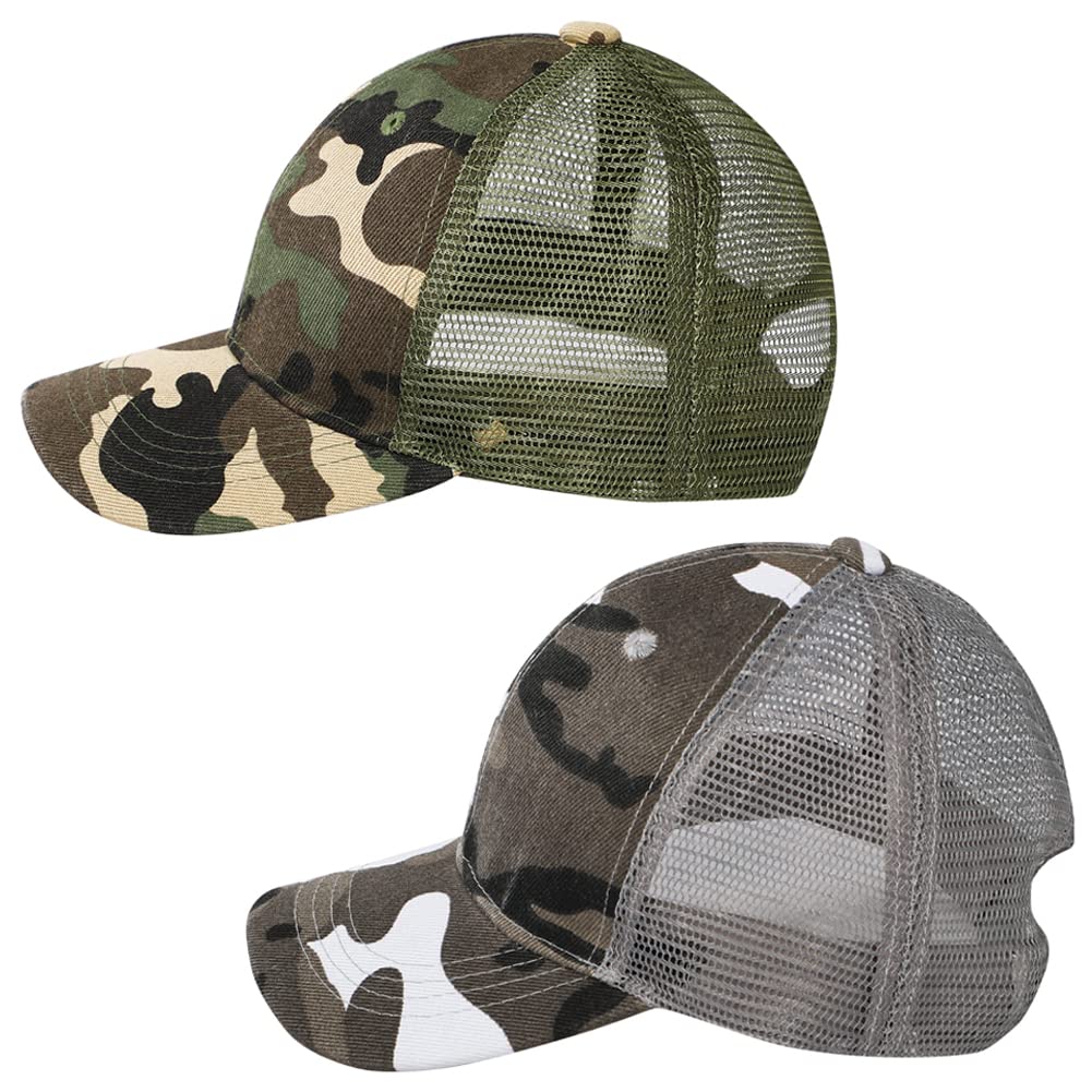 Cappello da baseball mimetico per bambini, cappello da sole mimetico in rete, cappello da sole per bambini, in cotone, con visiera regolabile, cappello da baseball estivo con protezione UV, cappello