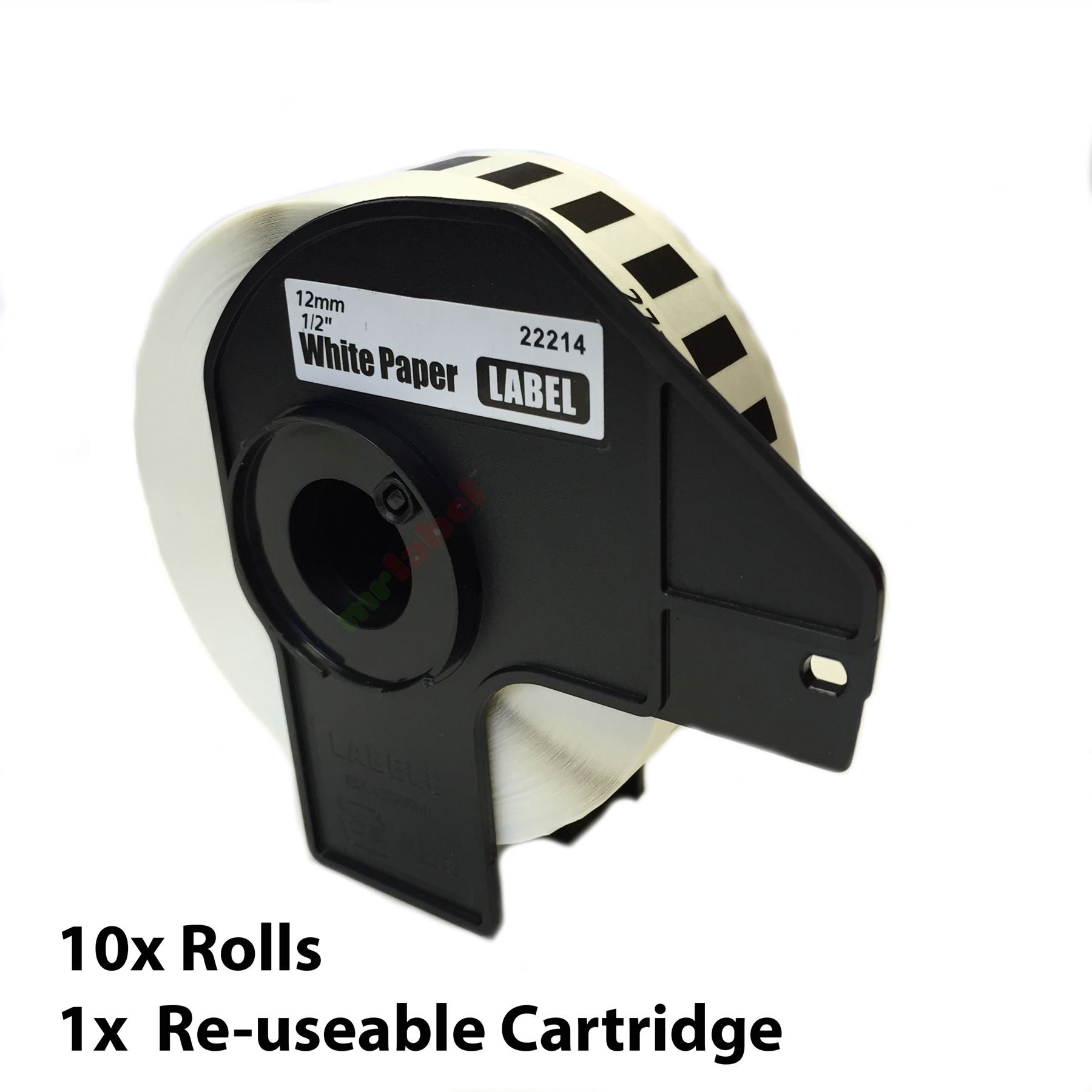 Pack de 10 Brother Compatible etiquetas DK-22214 con 1 x Láser reutilizables