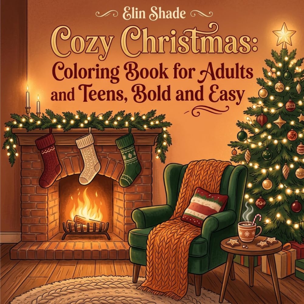 Cozy Christmas: Coloring Book for Adults and Teens, Bold and Easy: 40 Hygge Holiday Scenes for Relaxation — Festive Christmas Coloring Pages