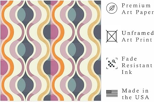 Miniatura 2 de Ethan Taylor Abstract Wall Art Prints Unframed Square Posters 'Retro 70s Hippie Groovy Pattern XV' Retro Home Décor for Living Room, Bedroom,