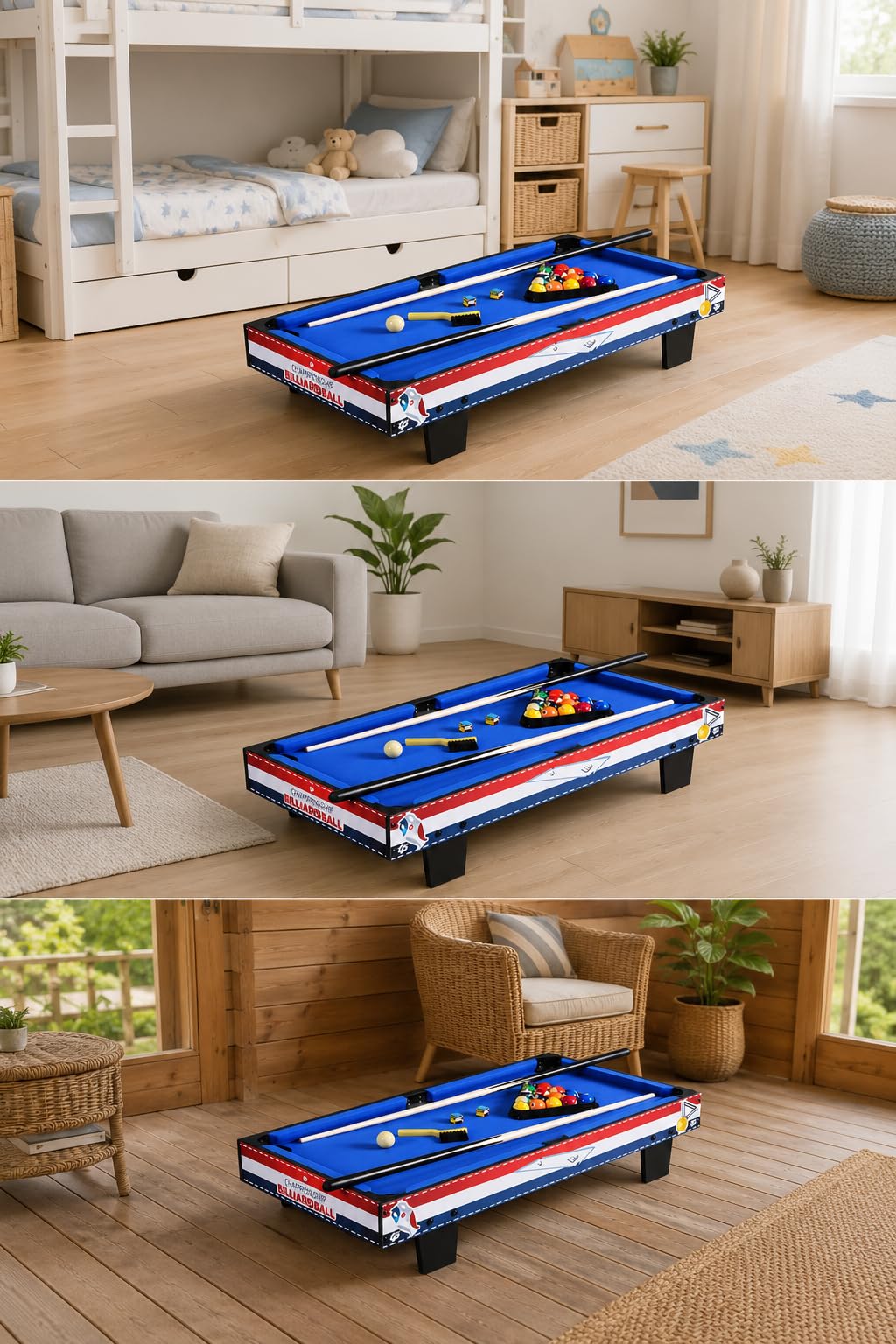 Mesa Billar Infantil Madera, Juego Billar para Casa, Mesa Billar Compacta para Niños, Entretenimiento Familiar