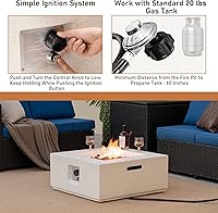 Vista 5 de Tangkula Patiojoy - Mesa para fogata de propano de 28 pulgadas, mesa cuadrada de 40,000 BTU con rocas de lava, sistema de encendido simple