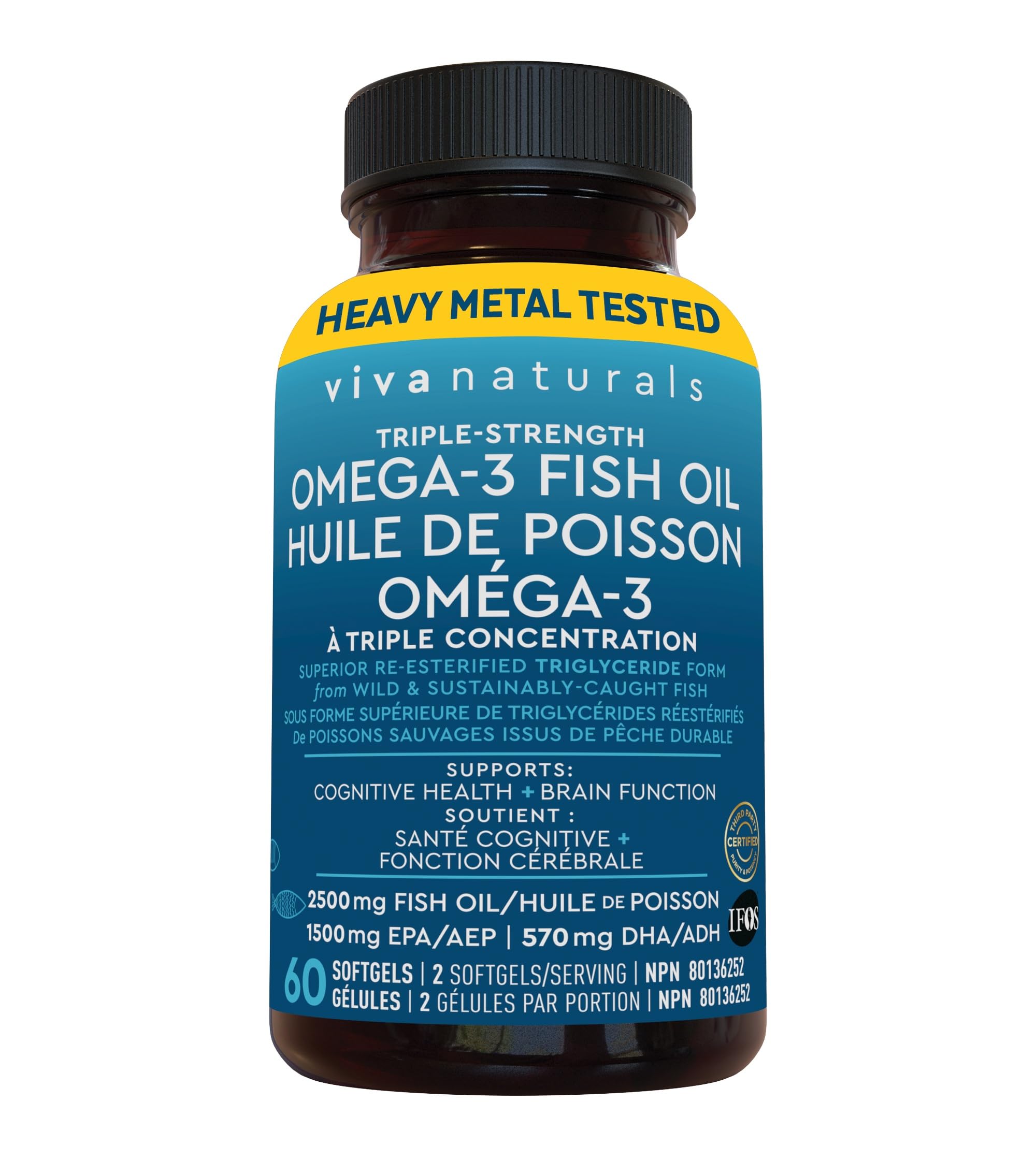 Viva Naturals Triple Strength Omega 3 Fish Oil Supplement - 2500 mg