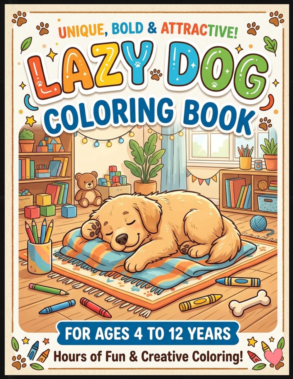 Lazy Dog Coloring Book for Kids Ages 4-12      Paperback – April 20, 2026