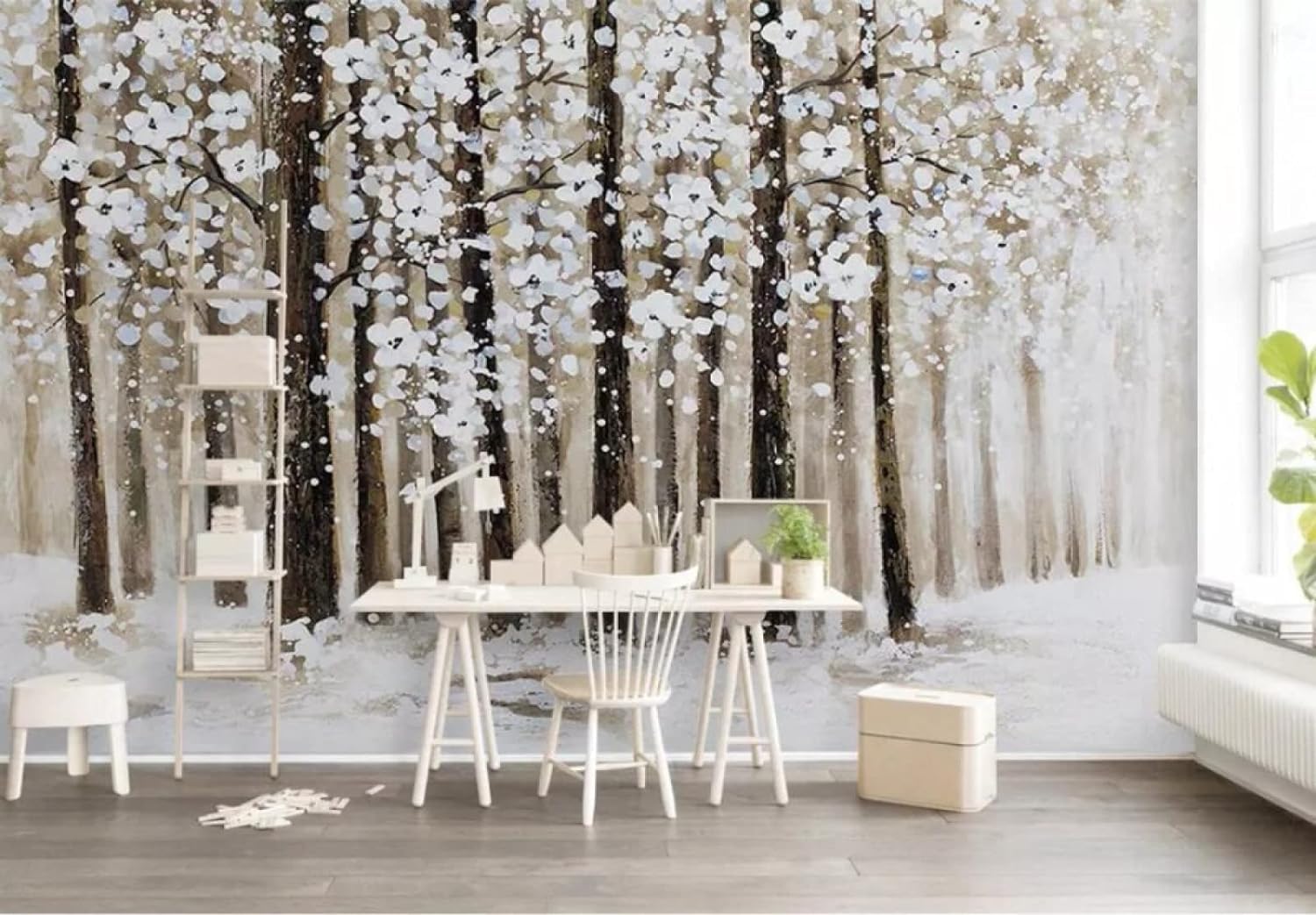 Papier peint paste living room effet 3D fleurs géantes
