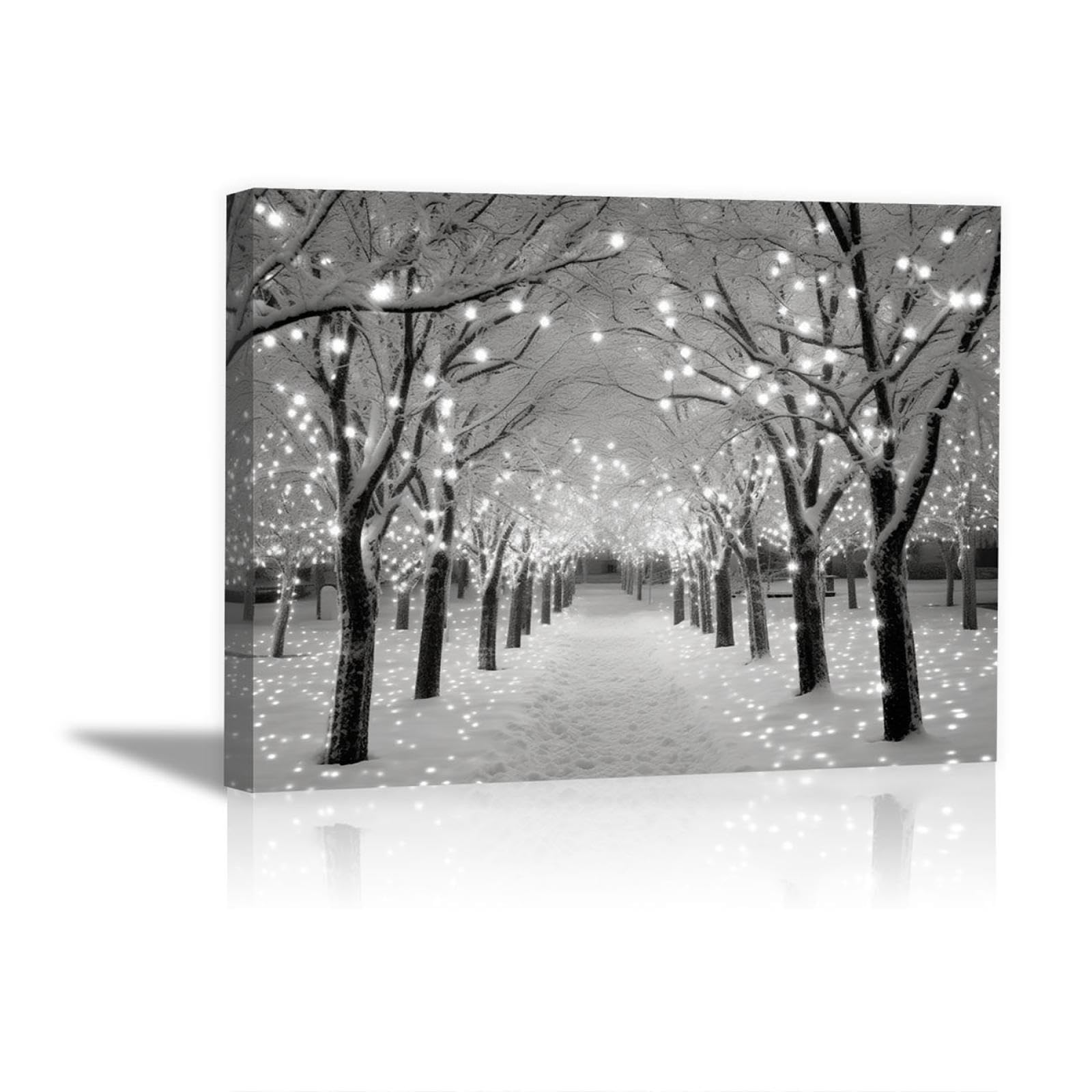 JOSUE Nature Winter Landscape Extra Large Canvas Wall Art, Snow Forest Black,white Vintage Pictures For Office Living Room Poster Bedroom Home Bathroom Decor -20x30cm Framed โ image 1