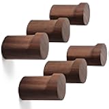 bsdonte Wood Wall Hooks 6 Pack, Natural Wooden Coat Hooks Wall Mounted, Handmade Rustic Hat Hooks Heavy Duty Entryway Wall Hangers for Hanging Towels, Clothes, Bags (Black Walnut Wood)