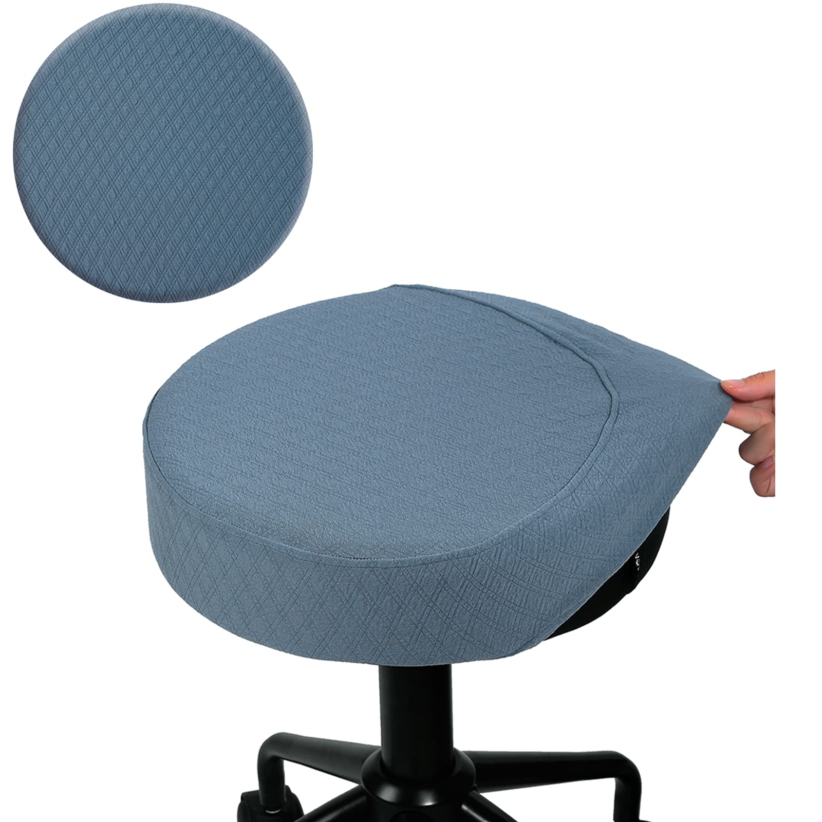 BUYUE - 4 Coperture Elasticizzate Per Sgabelli Da Toeletta/bar - Rettangolari, Grigie, Tessuto Jacquard Resistente Alle Pieghe E Lavabili - 4