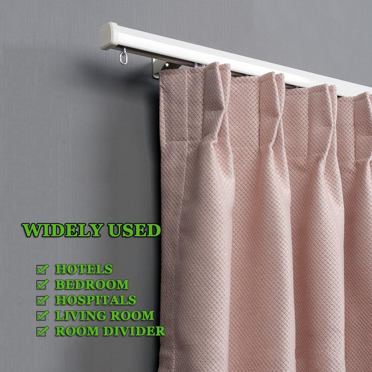 Zestaw szyn do zasłon sufitowych ze stopu aluminium i okucia do przegrody pokoju, regulowana długość (75 cm i 130 cm) - stylowy szary system montażu sufitowego