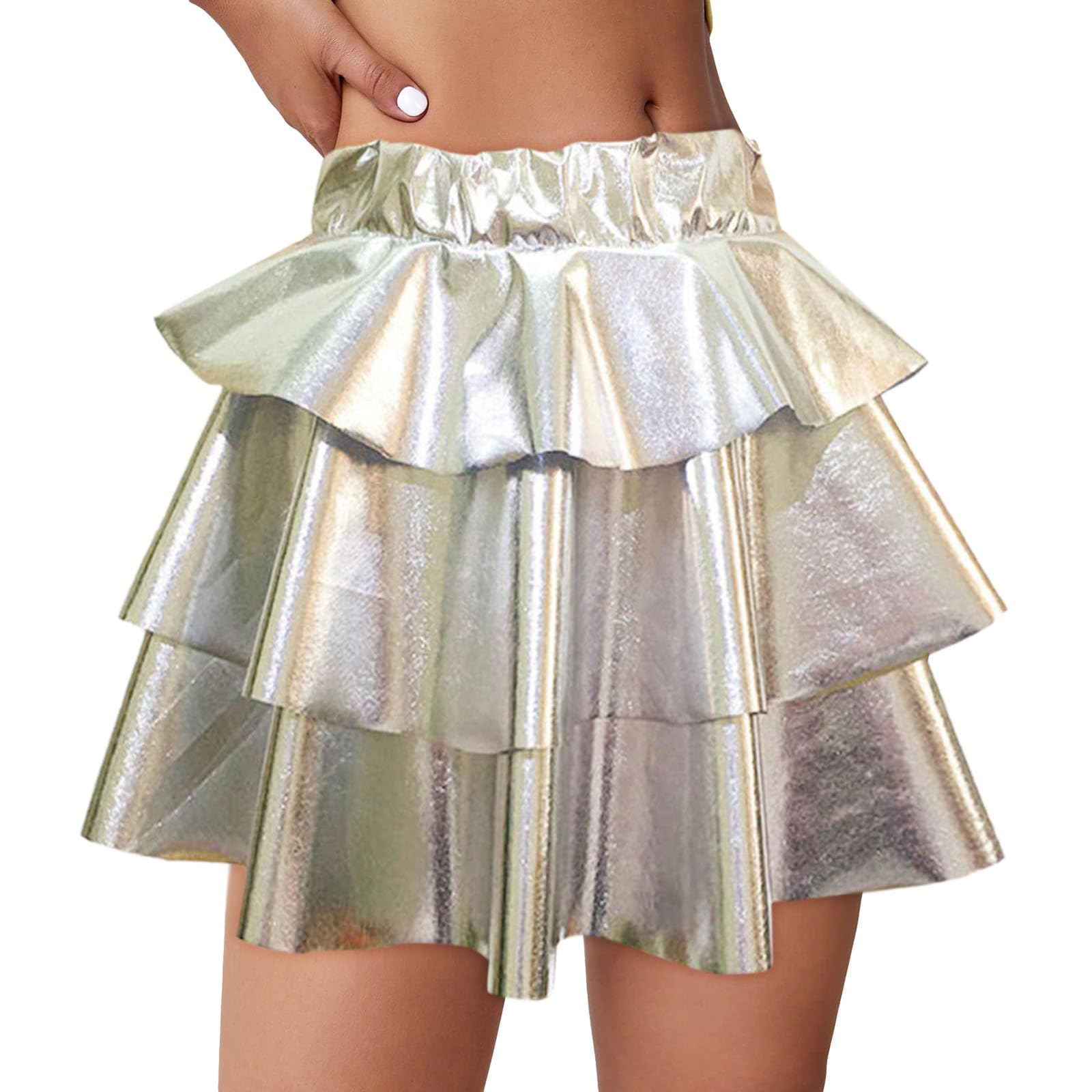 Women' Glitter Skirt Cake Short Mesh Fancy Dress Costume 2026 Sequins Festival Outfit Sequin Pencil