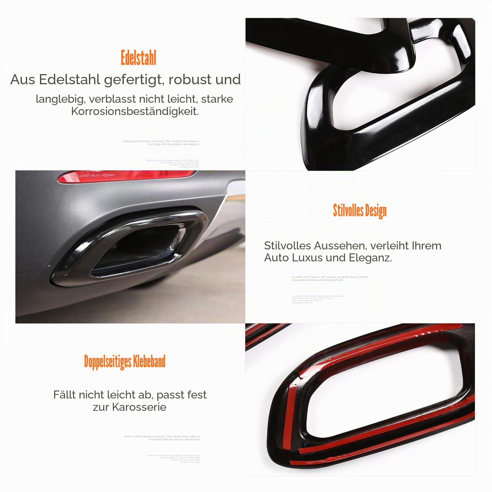 Für MB Benz GLE 350 GLE 450 GLC GLS W167 X253 X167 2020 2021 2022 Schalldämpfer Auspuffrohr Endrohr Heckabdeckung Zierleiste Auto Außen Zubehör (Edelstahl Hellschwarz)
