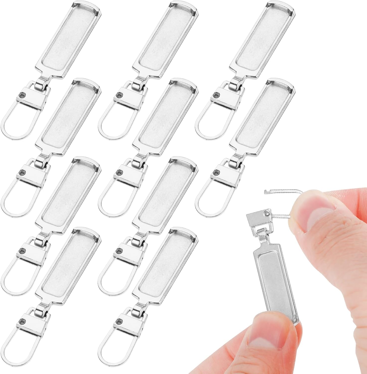 Bewudy 10pcs Zipper Pull Replacement, Metal Zipper Pulls Detachable