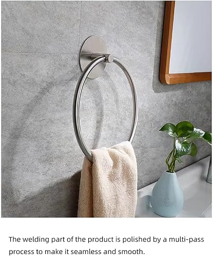 Miniatura 4 de HOPCENT Toallero autoadhesivo sin taladro, moderno, para baño, SUS 304, acero inoxidable, níquel cepillado (plateado)