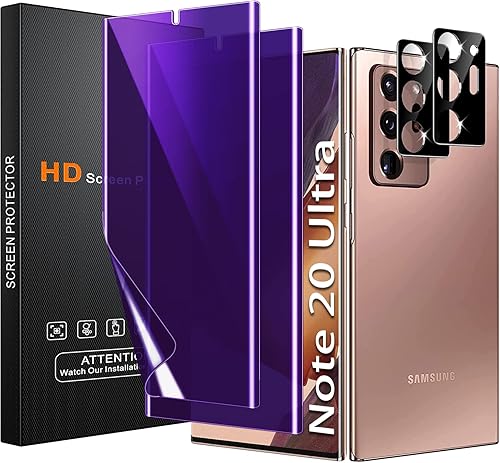 Lesakit - Protector de pantalla de privacidad antiluz azul para Samsung Galaxy Note 20 Ultra de 6.9 pulgadas con 2 protectores de lente de cámara,