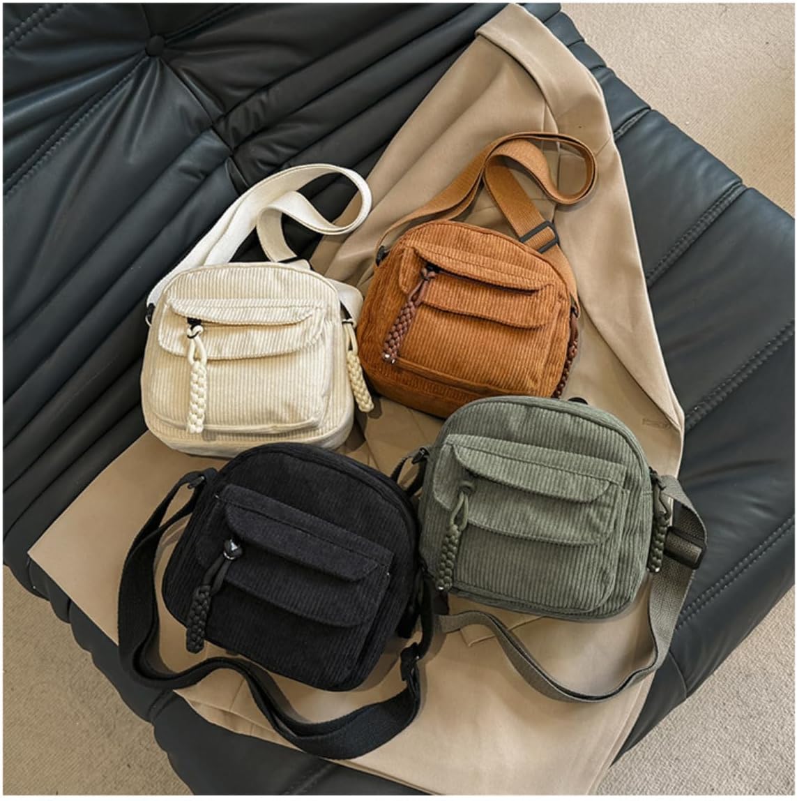 Women's Crossbody Bag Cute Corduroy Shoulder Bag Fashion Aesthetic Small Wallet Bag Adjustable Strap - Image 9