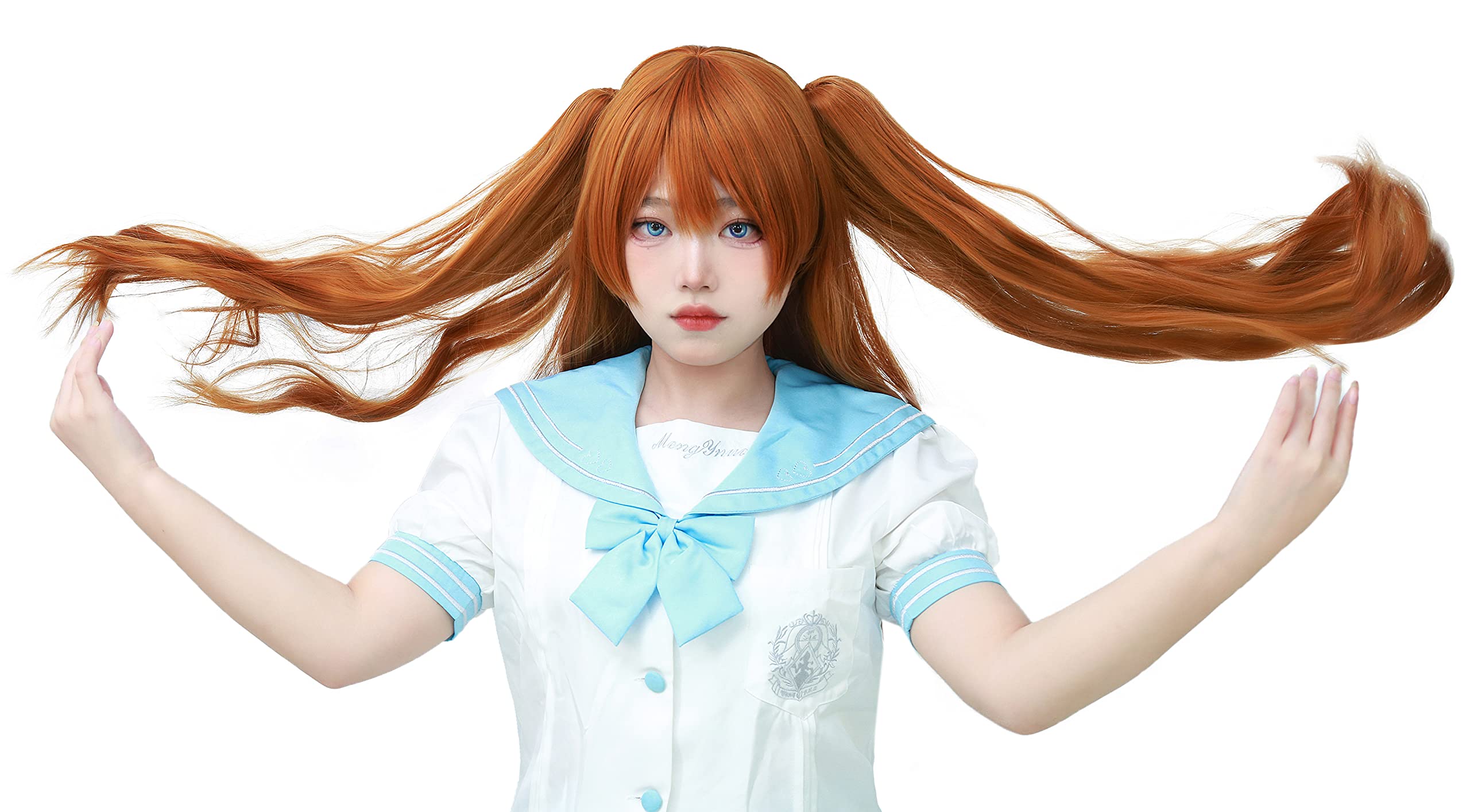 Amazon.com: C-ZOFEK Womens Long Orange Cosplay Wig With 2