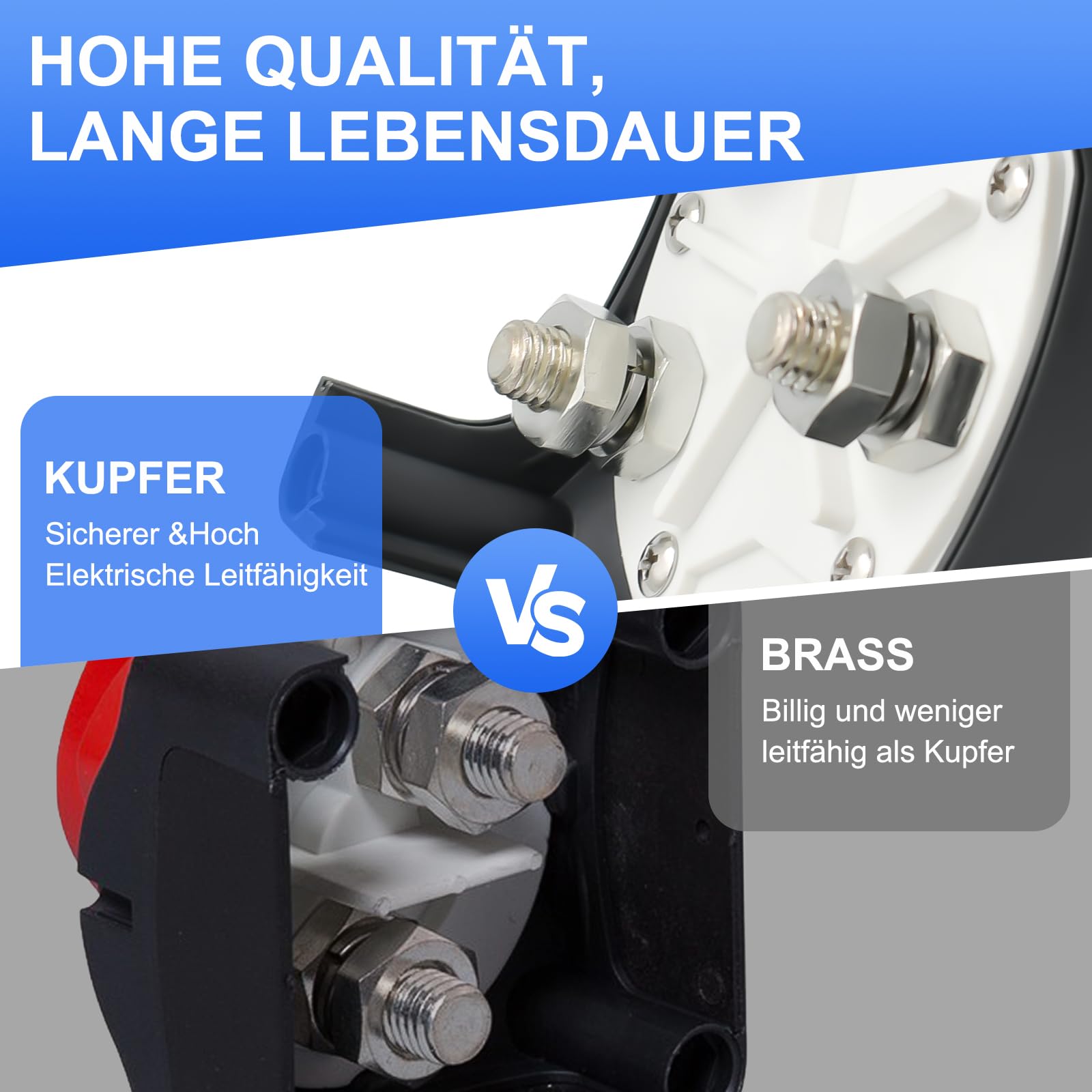 Batterie Trennschalter 12-48V, 600A Batterietrennschalter, IP68 Wasserdicht für Boot Motorrad Yacht Auto KFZ Bus RV UTV-Fahrzeug(ON/OFF High Current)