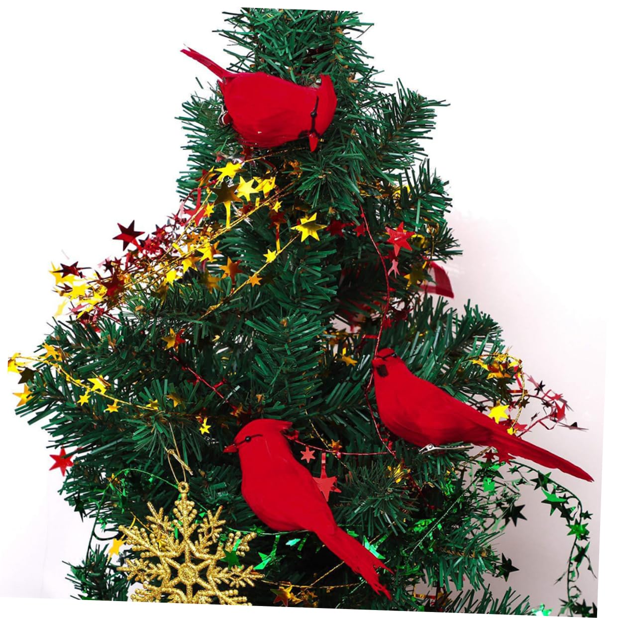 12pezzi Statua di Uccelli Natalizi con Clip Decorazione Realistica per Albero di Natale Figura di Uccelli Cardinali Natalizi Statuina per Ghirlande e Composizioni