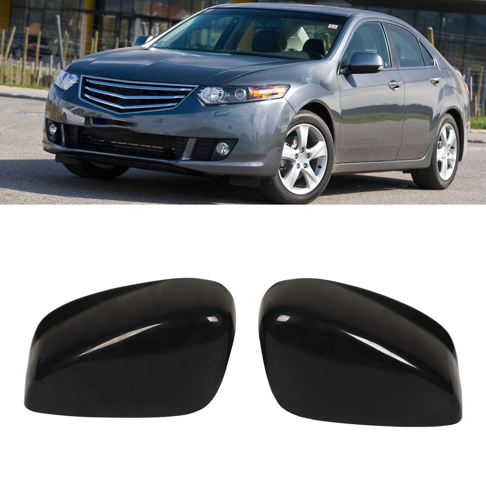 Driver And Passenger Side Covers Pair Of Black Mirror Cover Caps For 2008-2013 Honda Accord - LH & RH Side, ABS Plastic 2008-2013 Accord Mirror Cover Caps Pair - Foto 2