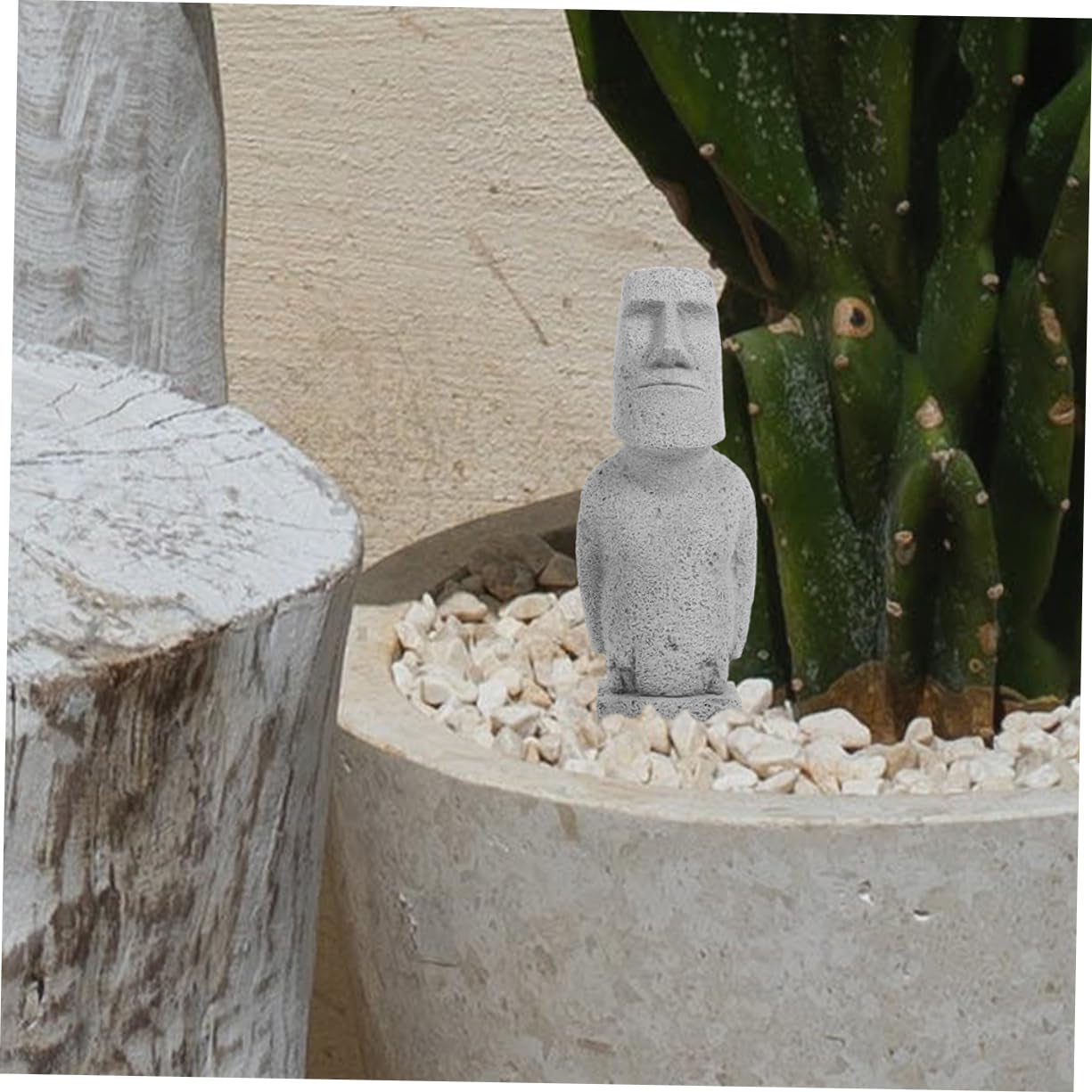 ULTECHNOVO 4 Pièces Statue Moai simulée Faux en Forme de Accessoires d'aquarium Pierre Mignon Paysage d'aquarium décor Statue Moai sous-Marine Moaï grès Grey