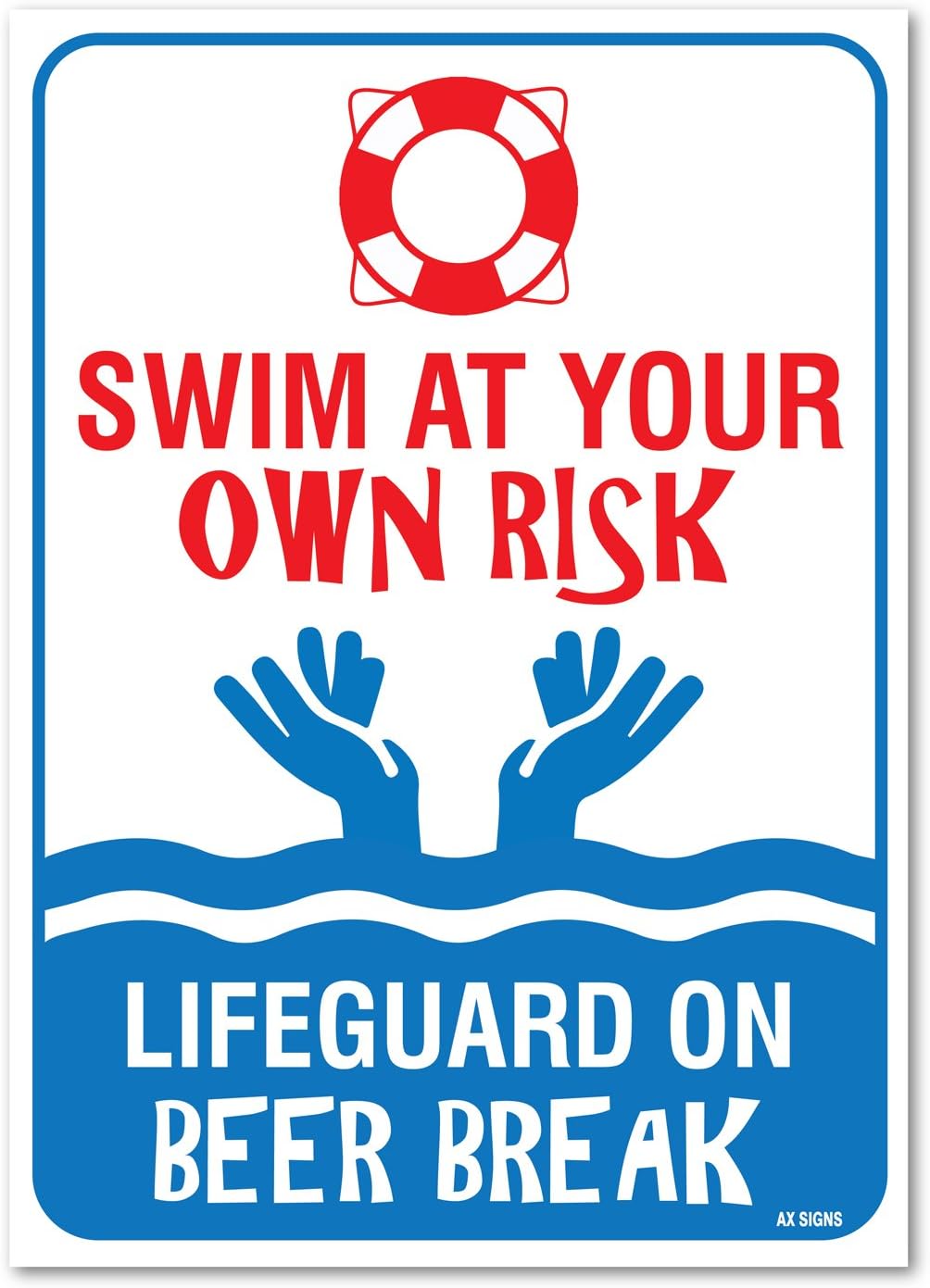 Pool Signs Swim at Your Own Risk Pool Sign Pool Rules Large 10 X 14 Inch Self-Adhesive Vinyl Sticker