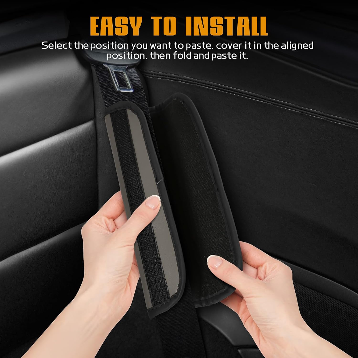 wuyaoyao 2PCS Car Seat Belt Cover Pad, Soft Leather Seatbelt Covers for Car, Seatbelt Protector for Shoulder & Neck, Universal Seat Belt Shoulder Strap Covers for Kids and Adults (Gray) image 4