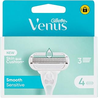 Gillette Venus Deluxe Suave Sensitive Recargas Para Afeitadora De Mujer, Pack De 4, 5 Cuchillas Para Afeitado Suave Y Duradero
