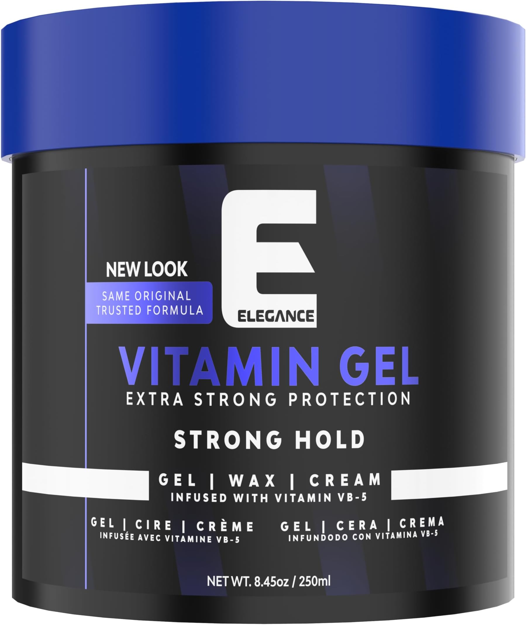 Elegance Vitamin Gel, 8.45 Oz, Infused with Vitamin Pro-VB-5, Strong Hold Gel, Maximum Hair Protection and Natural Long Lasting Shine