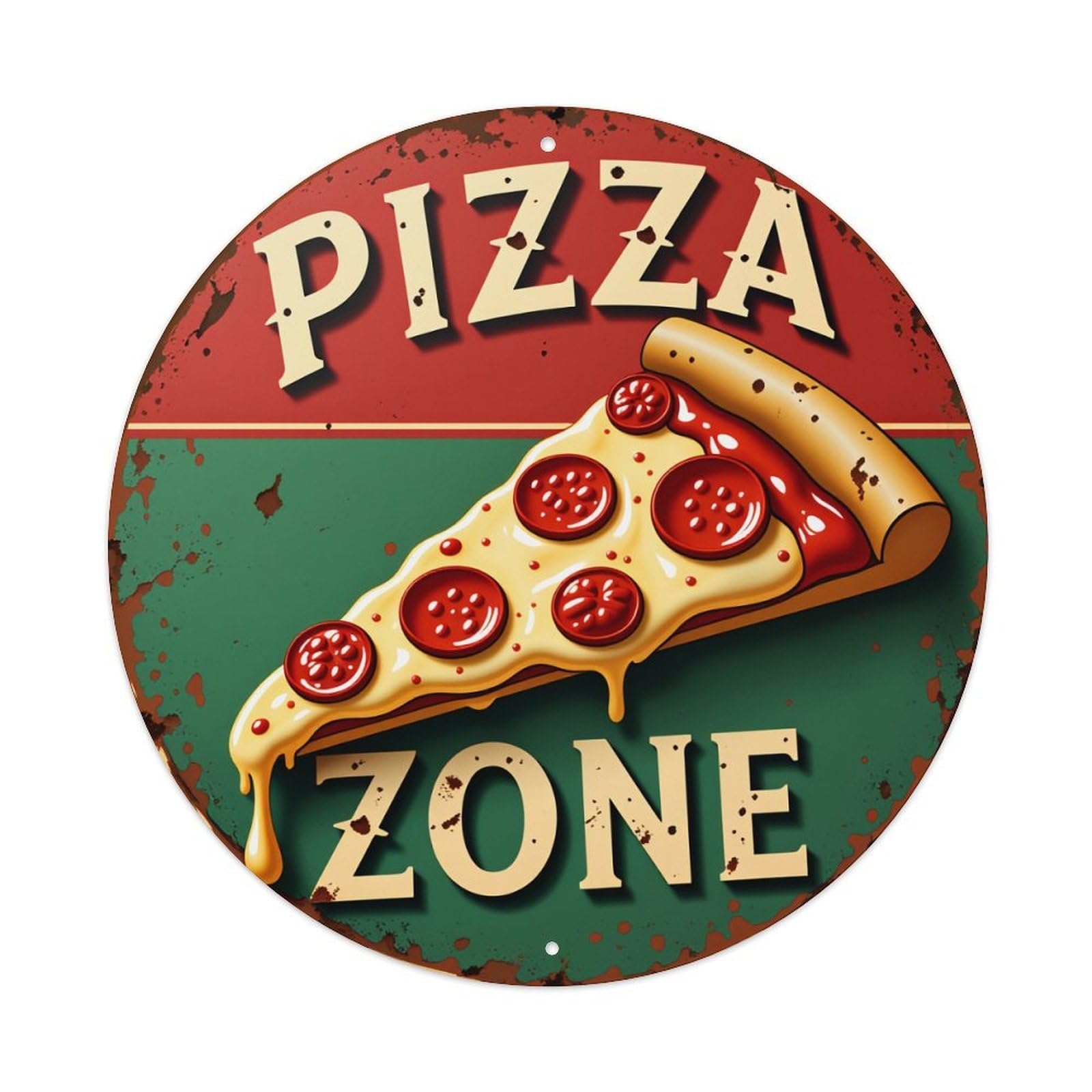 Pizza Slice With Pepperoni And Cheese Metal Tin Sign Vintage Garden Bedroom Cafe Bar Man Cave Home Wall Decor Metal Poster 8x8 inches