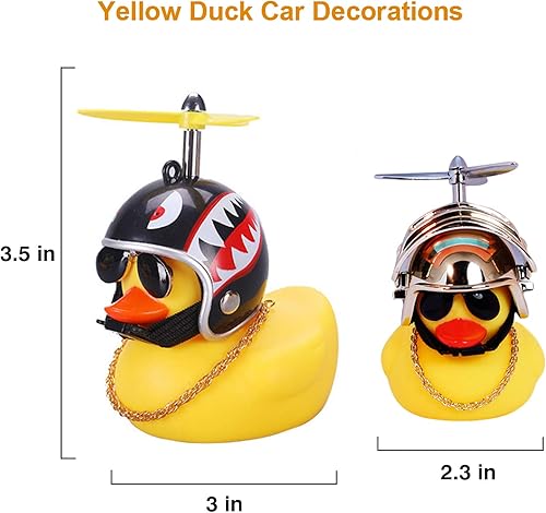 Miniatura 2 de wonuu Decoraciones de tablero de instrumentos de automóvil, paquete de 3 patos de goma para accesorios de automóvil, pato de goma con casco de