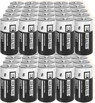 EEMB 100PACK ER34615 D Cell Batteries 3.6V Lithium Battery 19Ah Li-SOCL2 Non-Rechargeable Battery LS-33600 SB-D02 XL-205F for CNC Machine Tool/Injection Molding Machine/Printing Machine/Meter/Clock