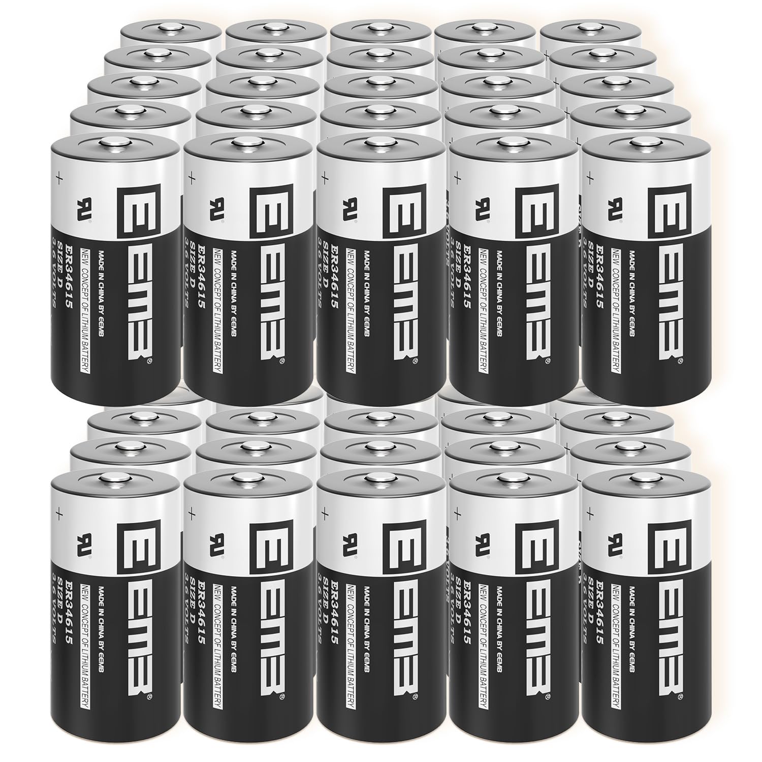 EEMB 50PACK ER34615 D Cell Batteries 3.6V Lithium Battery 19Ah Li-SOCL₂ Non-Rechargeable Battery LS-33600 SB-D02 XL-205F for CNC Machine Tool/Injection Molding Machine/Printing Machine/Meter/Clock