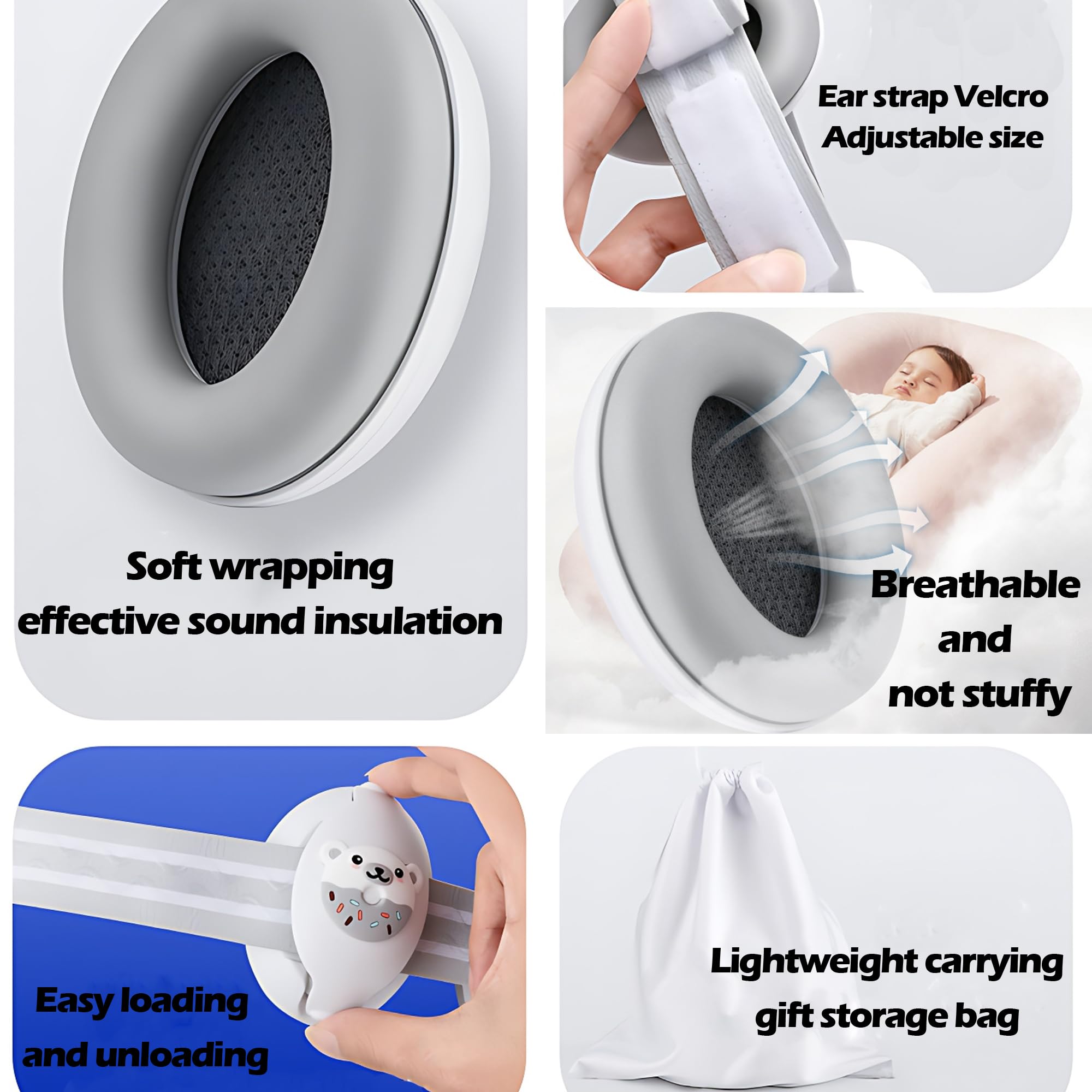 Protector Auditivo Bebe, Cascos Bebe Antiruido Recien Nacido, Cáscara Gris Cálida, Cinturón Gris Cálido, Almacenamiento Conveniente, Material De Silicona, Cómodo De Usar, Aislar El Ruido Externo