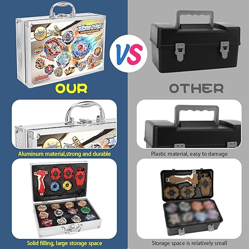 Miniatura 3 de BananMelonBM Bey Battling Top Burst Gyro Toy Set para niños, 12 tapas giratorias, 3 lanzadores con caja de aluminio, Turbo Set Metal Fusion Game