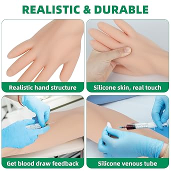 Phlebotomy Practice Kit 31PCS for Injection Training, IV Practice Kit for Nurse with Phlebotomy Arm, Venipuncture and Blood Draw Practice Kit for Medical Students, Education Training Only