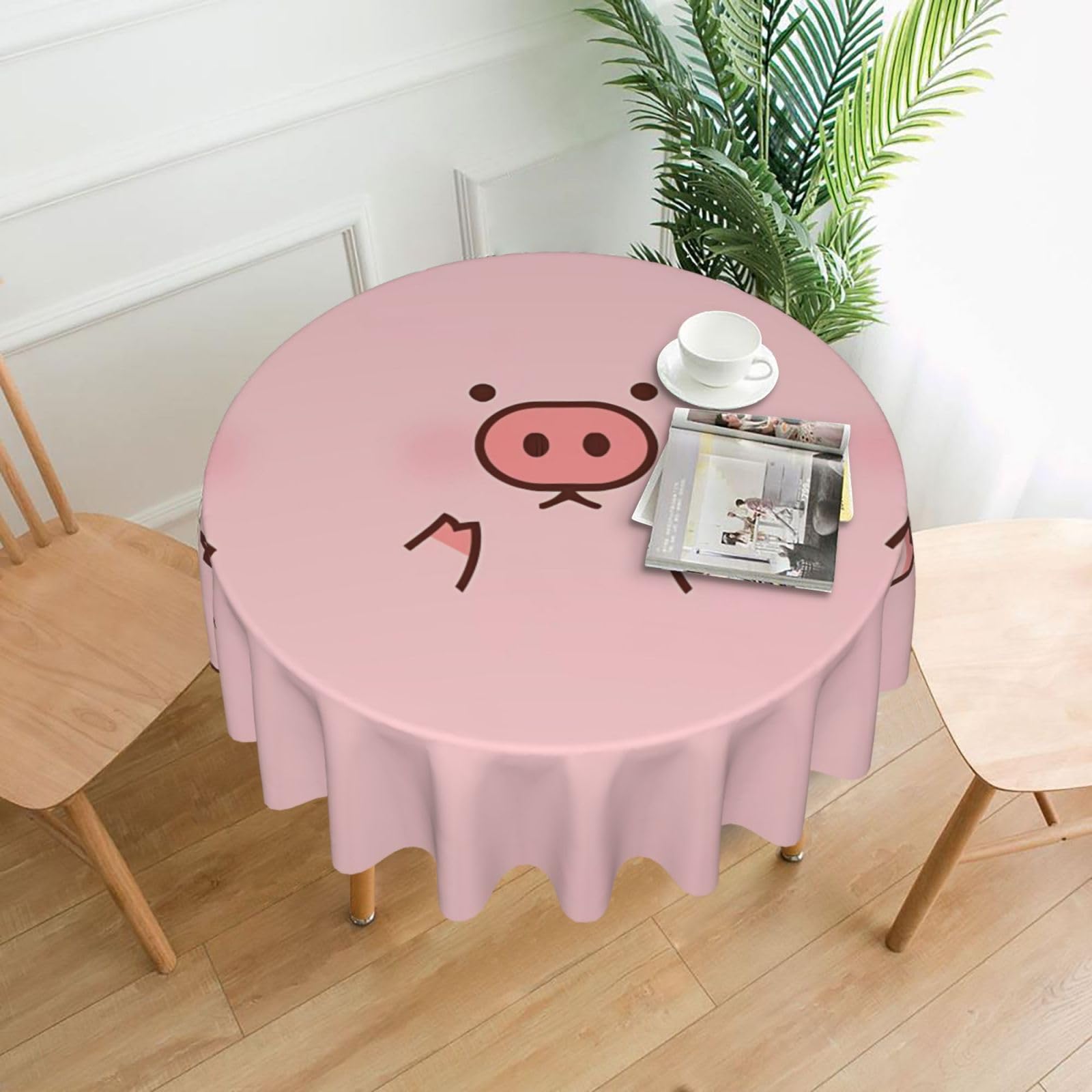 hhxvcv Cute Pig Round Tablecloth – Dining Table Cover