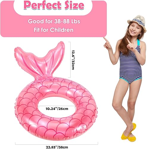 Miniatura 4 de HeySplash Flotador de sirena para piscina, con forma de cola de sirena, flotador de tubo de flotador, diversión acuática de verano, fiesta en la