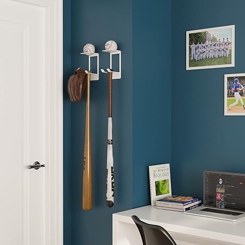 Miniatura 2 de Wallniture Baspo Baspo - Soporte de béisbol para pared para decoración de cuevas y habitaciones infantiles, juego de 2