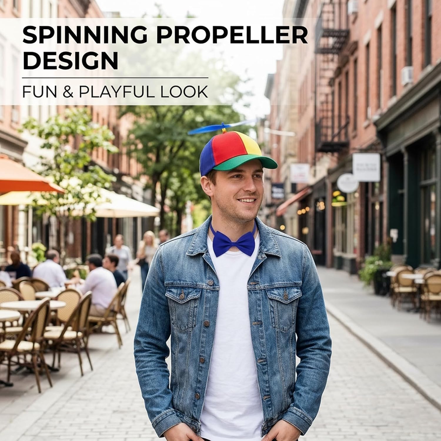 2-Pack Spinning Helicopter Hat with Cotton Fabric, Propeller Hat Adult, Novelty Headwear for Parties and Events, Adjustable Size for Comfortable Fit