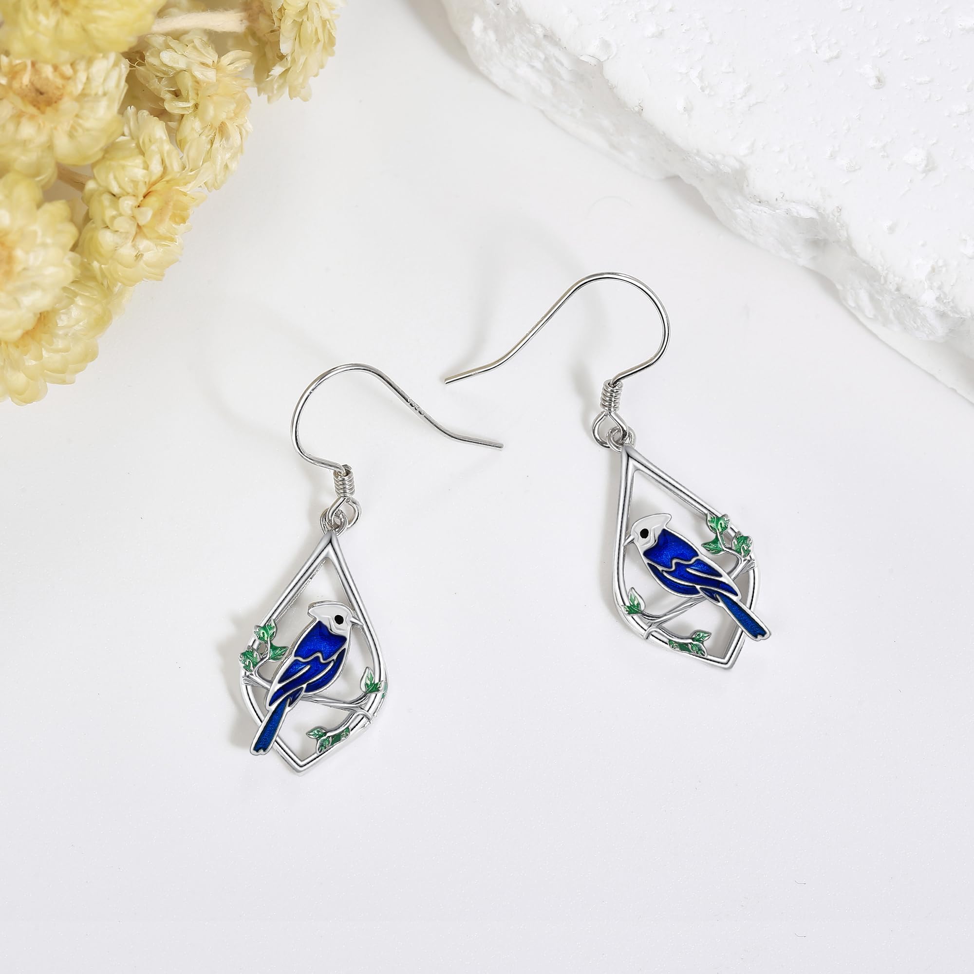 URONE Pendientes de plata de ley 925 con diseño de zorro, colibrí, flamenco, vaca, loro, joyería de animales, regalo para mujeres y niñas