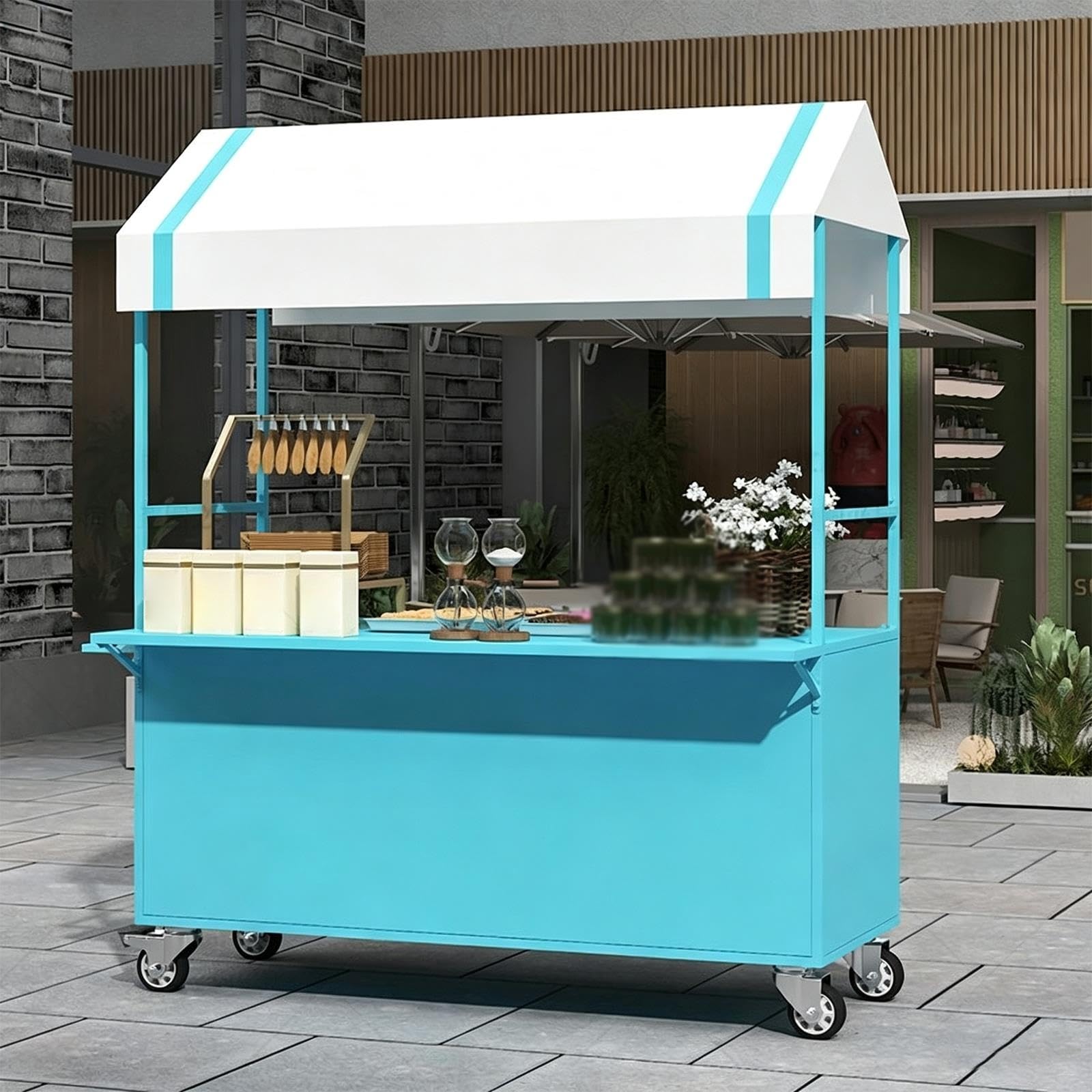 Resistente Carrito móvil de Metal para Venta de Alimentos
