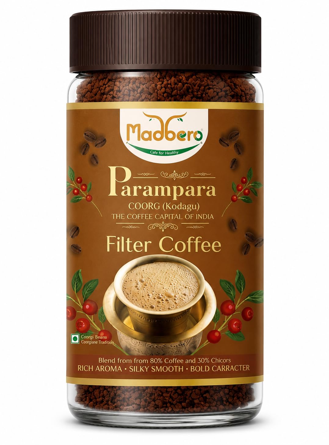 Madbero Parampara Premium Filter Coffee Powder | Rich Aroma and Authentic South Indian Coffee from Coorg (Kodagu) | Blend of 80% coffee & 20% Chocory | 150g (Pack of 1)-image-46