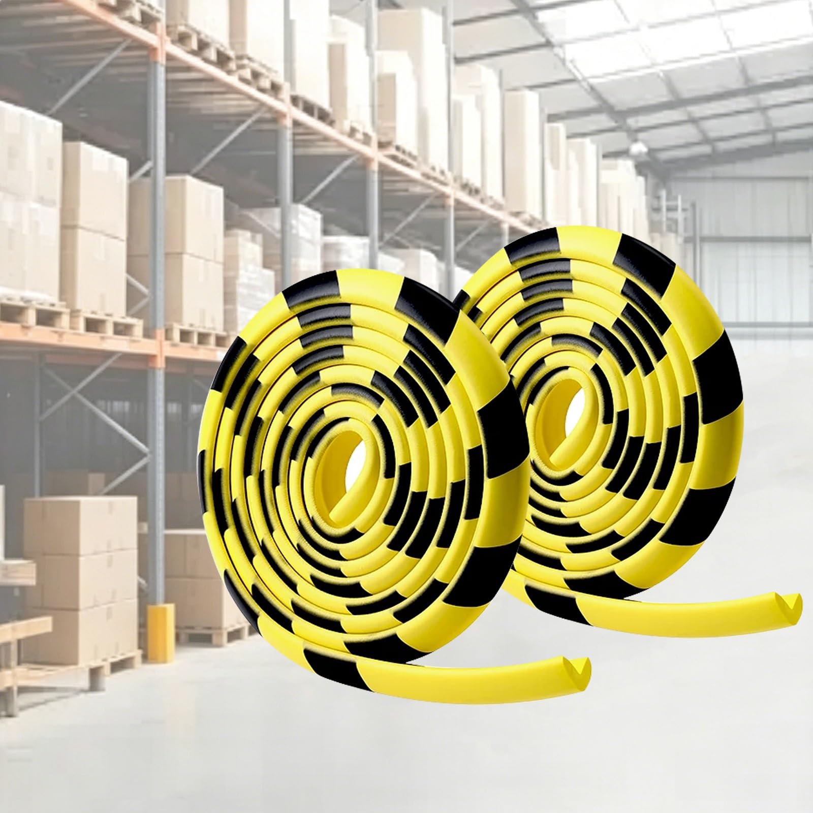2 Pack Wall Edge Corner Guards, Yellow Black Safety Bumpers, 5M/197in NBR Rubber Protection, Self Adhesive Wall Corner Guard for Factory, Garage, Equipment Protection