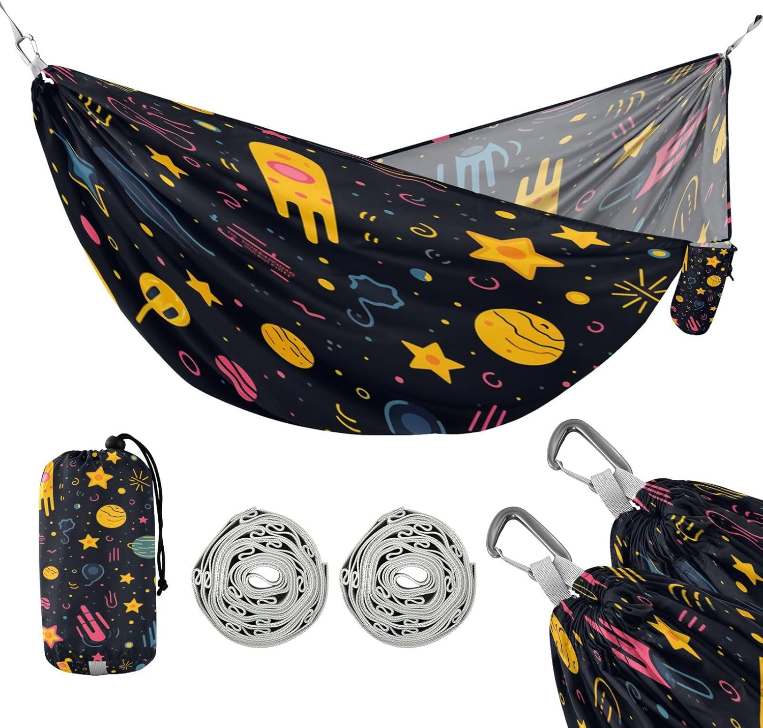 Cute Cartoon Pattern Art Hammock for Outside Trees Camping Portable Hammocks Lightweight Perfect for Indoor Hiking Beach Travel