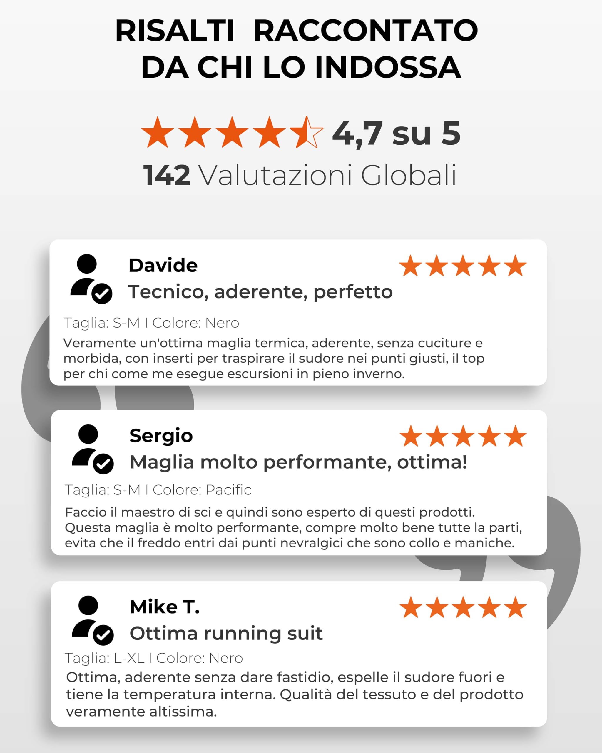 Risalti Maglia Termica Uomo Manica Lunga Merino Tech - Maglie Termiche Uomo a Compressione in Lana Merino, Intimo Termico Uomo Invernale, Termica Uomo Senza Cuciture - Made in Italy